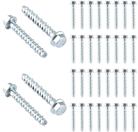 DAJAVE viti per calcestruzzo testa esagonale viti per calcestruzzo senza tasselli, vite per cemento zincato con disco per muratura, cemento, architettura, industria. (M8x60)