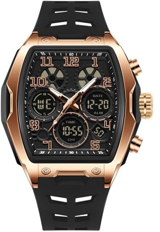 GBB Mens Luxury Watches Mens Digital Watch Military Watches for Men Tonneau Square Wrist Watch Digital Analogue Watches 50M Waterproof Date Watch Design Gift for Men