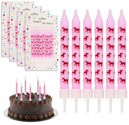 Ezydka Pferde Kerzen Geburtstag 24 Pcs Pferd Geburtstagskerze Tortenkerzen | Kuchenkerzen für Kindergeburtstag, Tortendeko, Pferde Party Deko, Pferdegeburtstag, Mädchen