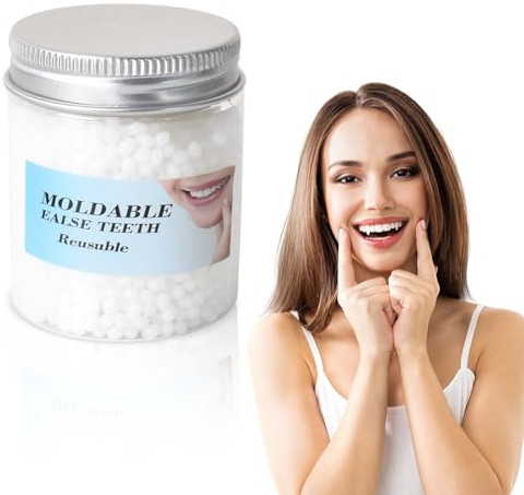 Otturazione Dentale Provvisoria, 80ml Cemento per Denti, Granuli di Riparazione dei Denti Falsi Modellabili, Perline Temporanee di Riparazione dei Denti per Otturazioni, Cavità e Denti Scheggiati