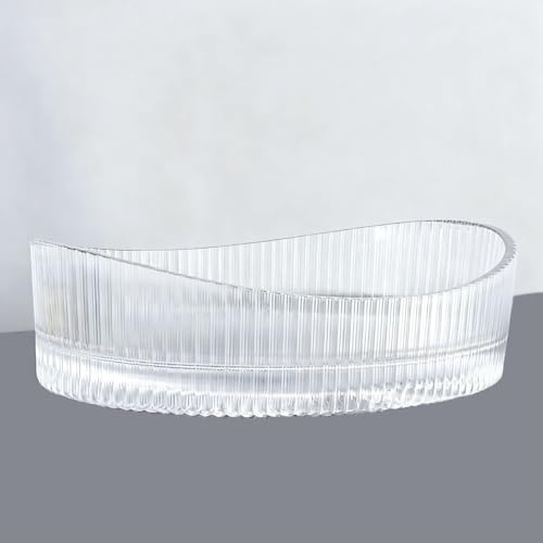 ZYCDP Glas Waschbecken Bad Oval Aufsatzwaschtisch Ohne Hahnloch 500 X 375 X 140 mm Transparent