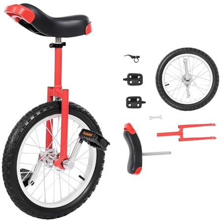ROGONPDK 16-Zoll-Einrad, Einrad mit 2 Pedalen, Erwachsene-Einrad, Höhenverstellbares Einrad, Outdoor Einräder, für Büroangestellte, Radsportbegeisterte und Andere (Rot)