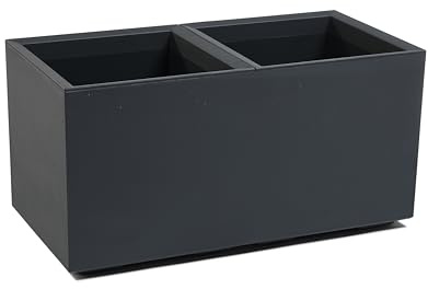 Tymar Vaso per piante su rotelle, 80 x 40 x 40 cm, rettangolare, effetto cemento, plastica, Karo (antracite)