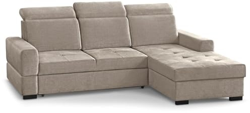 MW EURO-MEBLE Ecksofa Axel MINI - Wohnlandschaft, Polstersofa, Polstercouch (Rechte Seite: Cappuccino: Voss 34)