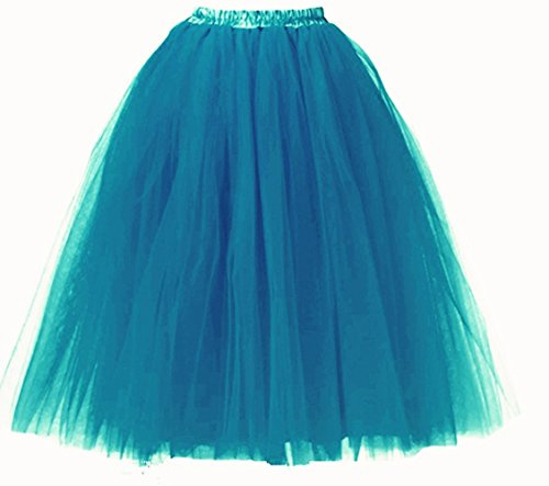 A Liittle Tree- 5 Layer Long Ladies Girls Women Ballet Fancy Tutu Skirts Underskirts Petticoat (Teal)