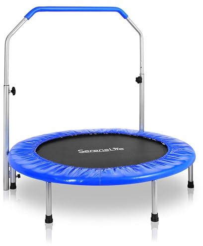SereneLife SLSPT409 Sports Jumping Fitness Trampoline, Adult Size, Dunkelblau, 102 cm