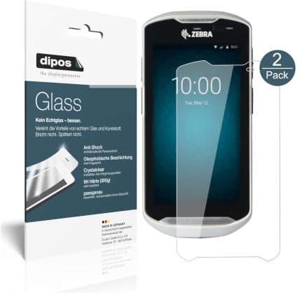dipos 2x Displayschutzfolie 9H klar für Zebra TC51 | Bricht und splittert nicht, kein Echtglas, Anti-Shock, passt perfekt, kratzfest, blasenfrei, hüllenfreundlich, selbstklebend