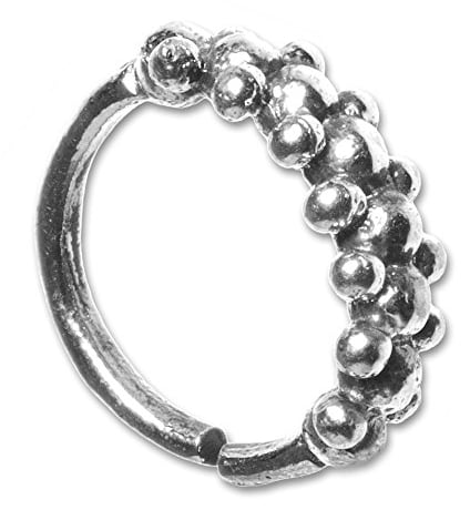 viva-adorno® 1,0mm Nasenring Silber Nasenpiercing Piercing Hoop Ring Vintage Antik Style verschiedene Designs Z516s, D2