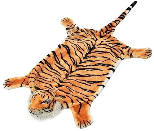 vidaXL Teppich Tigerfell 144cm Braun Plüsch Kunstfell Bettvorleger Dekoration