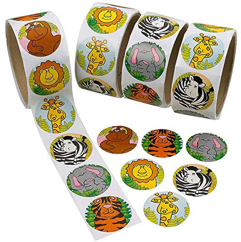 HOWAF Zoo Tier Sticker Rolle für Kinder, 300 Pcs Tier Belohnungs & Incentive Aufkleber für Kinderzimmer Schule Lehrer Use, Geschenken, Mitgebsel, Giveaways, Kindergeburtstag