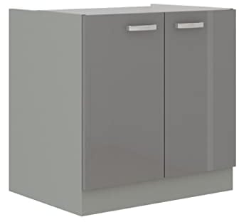 Spülen Unterschrank 80 Hochglanz Grau Küchenzeile Küchenblock Küche Grey Bianca