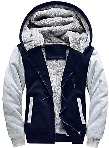 LBL Homme Hiver Chaud Sweats à Capuche Zippé Épaisse Veste de Manches Longues