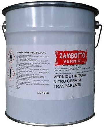 ZAMBOTTO VERNICI Nitro-Wachs-Lackierung, transparent, glänzend oder satiniert, für Holz von 1 bis 25 Liter (1 Liter, satiniert 30 Glanz)