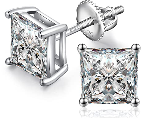 Orecchini Uomo Diamante Argento 925 Quadrati Donna Diamanti Orecchini Zirconi Brillanti Diamante Orecchino Uomo con Zirconi 7mm