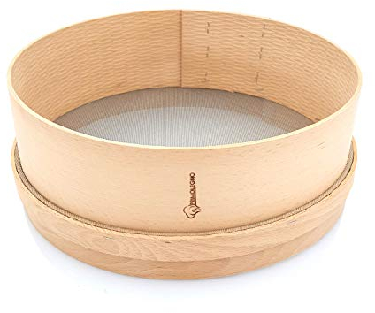 PRIMOLEGNO zertifiziertes Massivholzsieb | Durchmesser 30 cm | feinmaschig 1x1 mm | geeignet zum Sieben von Mehl Getreide Zucker Reissand | garantiertes Qualitätsprodukt