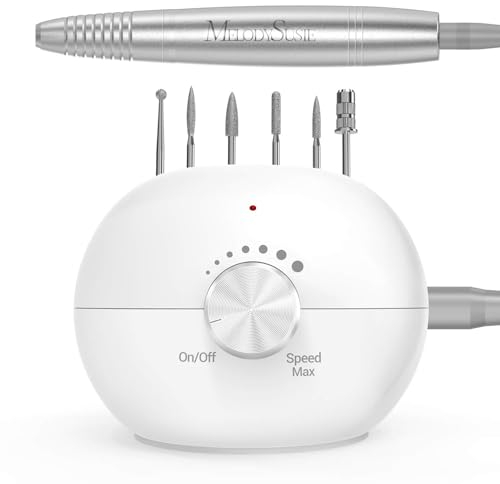 MelodySusie Ponceuse à Ongles Professionnelle Pour Manucure Pédicure, Puissante, Silencieuse et Sans Vibration. Avec 6 Embouts Ponçage pour Salon,Festival,Cadeaux