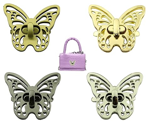 Verschluss Schloss für Tasche, 4Pcs Drehverschluss Geldbörse, Taschenverschluss Twist Lock, Taschenverschluss Schmetterling für Damen Handtasche Brieftasche DIY (4 Farben)