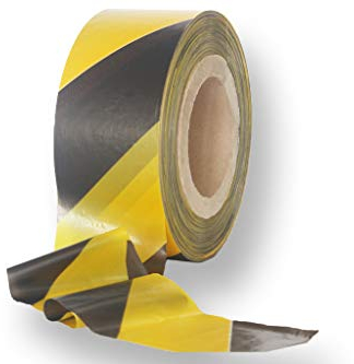 Absperrband in Gelb/Schwarz mit und ohne Karton 75mm 500m (ohne Karton, 25µ)