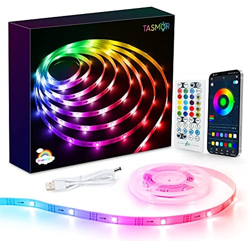 TASMOR RGB+IC LED Strip 5M, USB LED Band 5m Steuerbar via App, LED TV Hintergrundbeleuchtung Sync mit Musik, USB LED Streifen 5m LED Beleuchtung für Party Schlafzimmer Gaming Deko