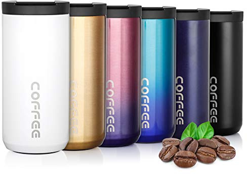 lalafancy Thermobecher Kaffeebecher to Go 350ml, Kaffee-to-go Becher, Weiß | Doppelwandiger Edelstahl Auslaufsicher Trinkbecher mit Deckel für Kaffee, Wasser und Tee