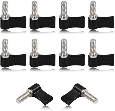SPEEDWOX Drehknopf, M6, 17 mm, verstellbare Rändelhebelschraube, Rändelschraube mit einzelnem Flügel, schwarze Aluminiumlegierung für elektronische Geräte, 10 Stück