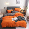 Damier Bettwäsche Orange 200×200cm Bettbezug Set Orange Grau Wendebettwäsche Superweiches Microfaser Bettbezug Doppelbett mit Reißverschluss und 2 Kopfkissenbezüge 80 × 80 cm