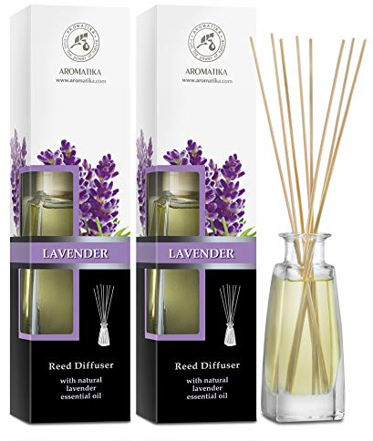 Raumduft Diffuser Lavendel 2х100 ml - Raumduft Diffuser mit Stäbchen - Raumduft mit Naturreines Ätherisches Lavendelöl - Aromatherapie - Raumbeduftung - Lufterfrischer - Reed Diffuser