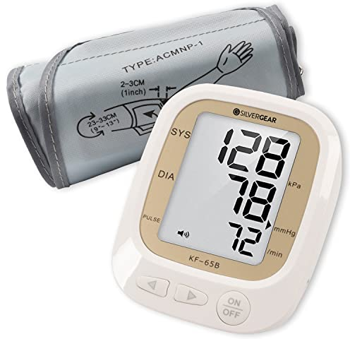 Silvergear® Blutdruckmessgerät Oberarm Vollautomatisch | Digitales Oberarm Blutdruckmessgerät mit Pulsmessung und Sprachausgabe | 23-33cm Manschette | Smart Blood Pressure Monitor