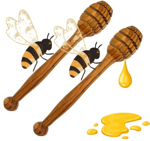 Gartiam Natural Olive Wood Honey Spoon 14cm - Craft Handmade - One or Set of Two (2)