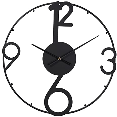 LW Collection Wanduhr Scarlett Schwarz 60cm - Große Industrielle Wanduhr Metall - Moderne Wanduhr - Leises Uhrwerk - Stille Uhr