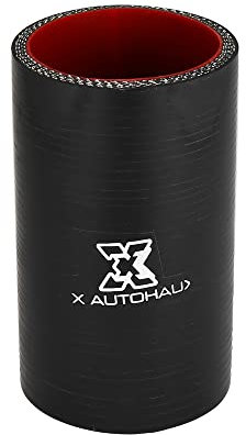 X AUTOHAUX 50mm 1.97 ID Car Straight Silicone Hose Coupler Tube Black Red