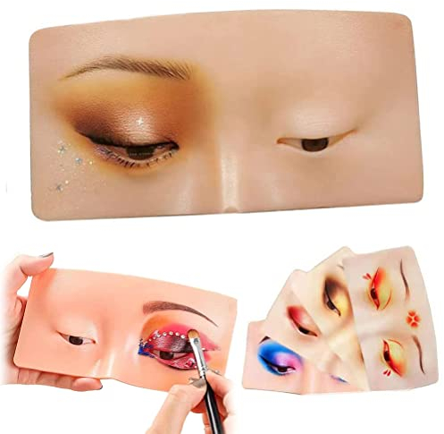 Tianbi Silikon Gesicht Augen Make-up Übungsbrett, Augen Wimpern Make-up Praxisgesicht, Realistische und Wiederverwendbare Make-up Übungsbrett, Malerei Make-up Übungsbrett