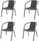 The Fellie Garden Chairs Wicker Outdoor Bistro Chair Rattan Stackable Chairs Set of 4 Garden Dining Chair with Backrest, Armrest（4PC-Black