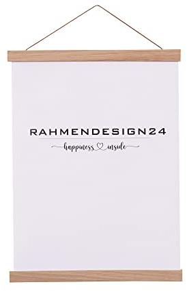 Rahmendesign24 Magnetische Posterschiene 31cm A3 Eiche Natur Posterleiste Posterrahmen Posterhänger Holz