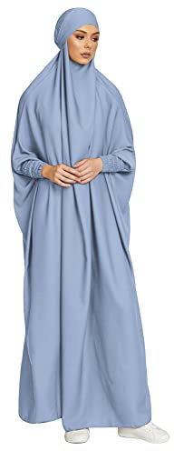 OBEEII Muslim Dress for Women, Prayer Robes Plain Loose Islamic Middle East Dubai Turkish Max Kaftan Full Length Hijab Dress