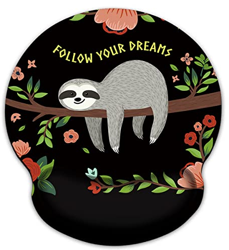 Audimi Faultier Mauspad mit Handgelenkstütze Mausmatte Rutschfester Gummiboden für Laptop PC Büro Arbeiten Gaming (Faultier)