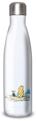 Trinkflasche aus Aluminium – Edelstahl (Thermoskanne 24 Stunden), wiederverwendbar, 330 ml bis 750 ml, Winnie the Pooh Orignal (isoliert, runder Verschluss), 500 ml, Edelstahl)