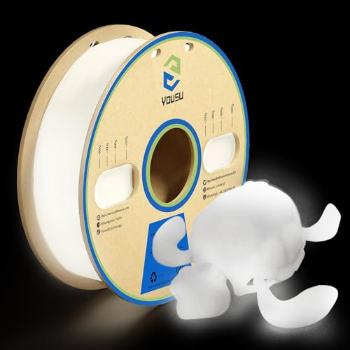 YOUSU Glow in the Dark PLA Filament 1.75mm, leuchtet im Dunkeln,Maßgenauigkeit 99% Wahrscheinlichkeit +/- 0,03 mm,3D Printer Filament for 3D Printers 1 kg (2.2 lbs),White Color