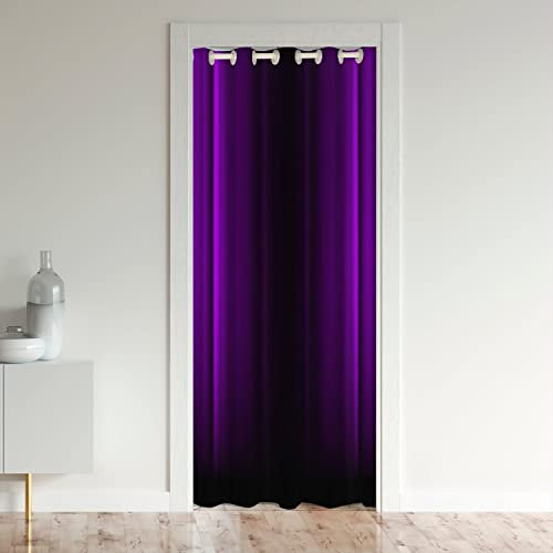 Ombre Lila Schwarz Türvorhang 150x203cm Vorhang für Innentür Raumteiler Modern Art Datenschutz Wärme Blockieren Verdunkelung Thermisch isoliertVorhang Geometrisch Verdunkelung Gardinen Vorhangs