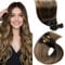 LaaVoo Real Human Hair Extensions U Tip Brown, Remy Straight Balayage Darkest Brown to Brwon and Dark Blonde Real Hair Extensions, Hot Fusion for Invisible & Stable 50s 50g 22 Inch #2/6/18