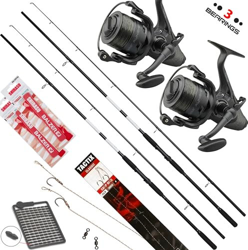 Fischzeux Angelset Karpfen komplett Profi Carp-RS – Karpfen Set 2 Ruten 2 Freilaufrollen (3,60 m)