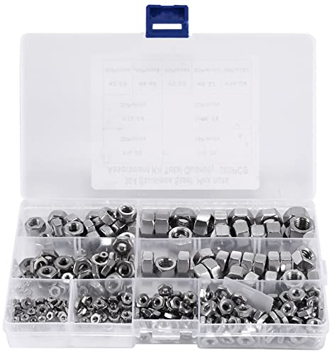 Wanjorlay Edelstahl Muttern 2-56 Bis 3/8 16 UNC Sechskant Muttern Sortiments Kit für Schrauben Schrauben- 280 StüCke