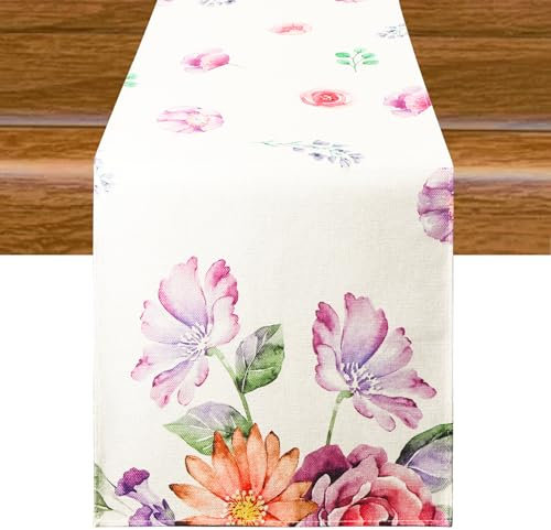 Aitsite Tischläufer Azalee Küche Tisch Dekoration Drinnen Draußen Urlaub Party Dekor 40 x 180 cm