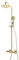 Dorée Colonne de Douche Laiton Rétro avec Mitigeur Ensemble robinet en acier inoxydable or système de douche mitigeur robinet de douche thermostat Kit de Douche Mural Réglable Hauteur