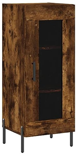 Homvdxl Sideboard With Glass Door, Low Floor Standing Storage Cabinet with Shelf Storage for Bedroom, Living Room, Home Office (Classic, Smoked Oak)