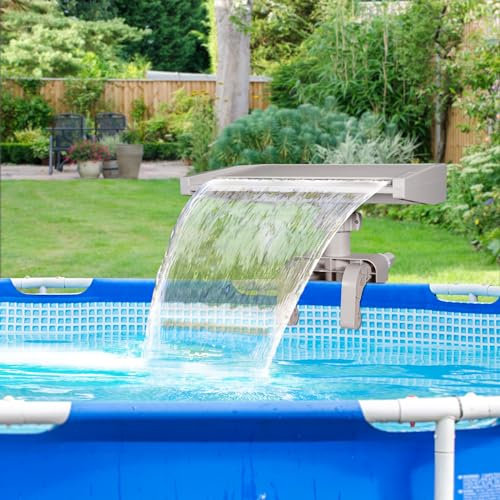 Fontaine de piscine pour piscine hors sol, accessoire de fixation pour cadre de piscine, accessoire de fixation, cascade relaxante, cascade apaisante, largeur réglable s'adapte à différents cadres