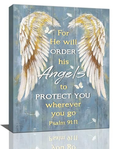 Psalm 91 Wandkunst, Bibelvers, Wanddekoration, christliche Schrift, Leinwand, Gemälde, Drucke, religiöse Engelsflügel, Bilder, modernes Kunstwerk, Heimdekoration für Badezimmer, Schlafzimmer,
