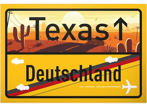 DankeDir! Texas Ortsschild - Kunststoff Schild 30 x 20 cm - Geschenk Idee Gutschein Reise Urlaub Reisegutschein Männer & Frauen Geldgeschenk Abschiedskarte Geschenkidee Deko Karte