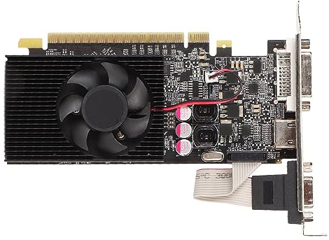 Plyisty GT730 Grafikkarte, 2 GB GDDR3 64 Bit 810 MHz/1300 MHz DVI I VGA PCI Express 2.0 Gaming-Grafikkarte mit Lüfter für Büro und Gaming (GT730 2GB GDDR3)