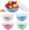 Ensaladera con Tapa, Juego de 4 Cuencos Plastico 25 OZ, 15,7 cm, Cuencos Aperitivos, Tazones Desayuno, Bowls Cocina para Alimentos, Sopa, Fiestas de Barbacoa, Camping